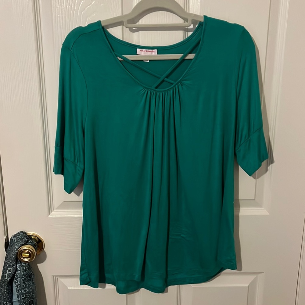 Never Worn w/o Tags Molly & Isadora Short Sleeve Green Top